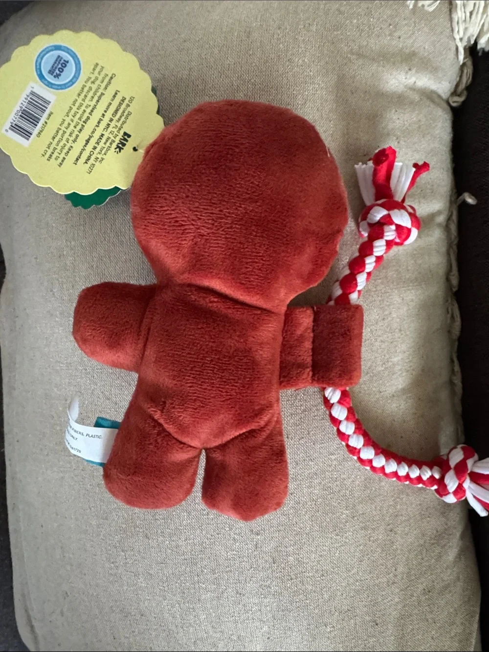 NWT BARK Gingerbread Plush Dog Toy with Rope